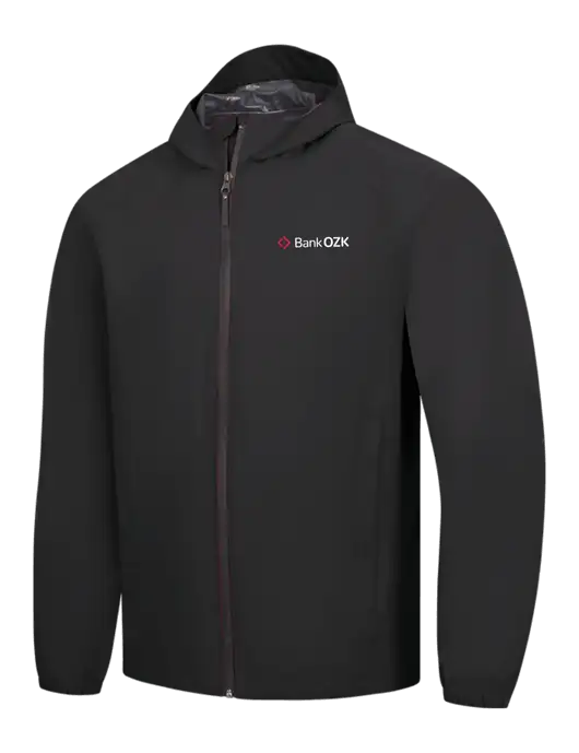 Black Essential Rain Jacket w/Bank OZK Logo