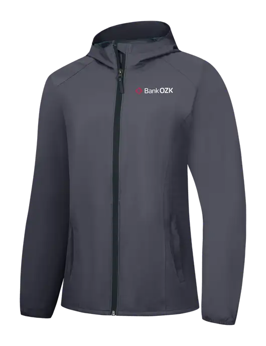 Womens Dark Grey Essential Rain Jacket w/Bank OZK Logo
