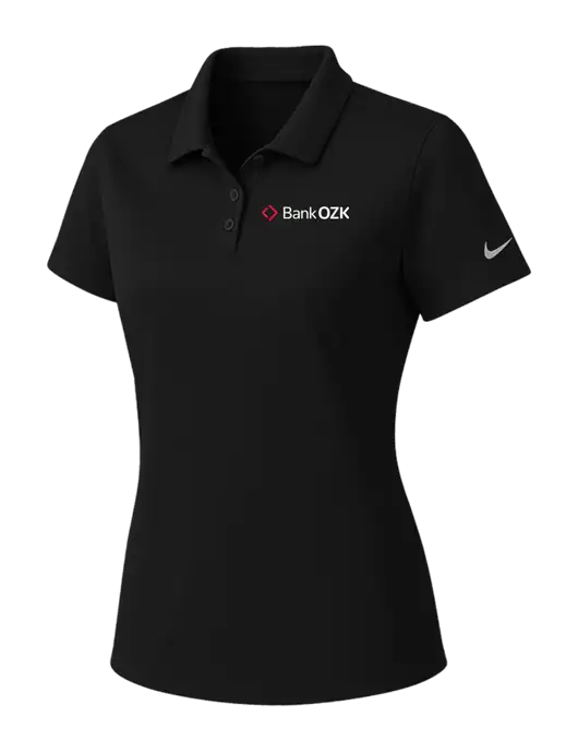Nike Womens Black Dry Essential Solid Polo w/Bank OZK Logo