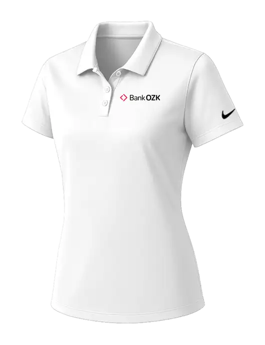 Nike Womens White Dry Essential Solid Polo w/Bank OZK Logo