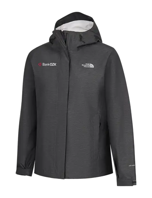 The North Face Womens Dark Grey Heather DryVent Rain Jacket w/Bank OZK Logo