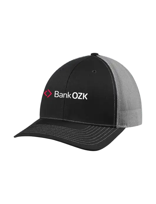 Richardson Adjustable Snapback Original 112 Trucker Cap Black w/Charcoal Mesh w/Bank OZK Logo