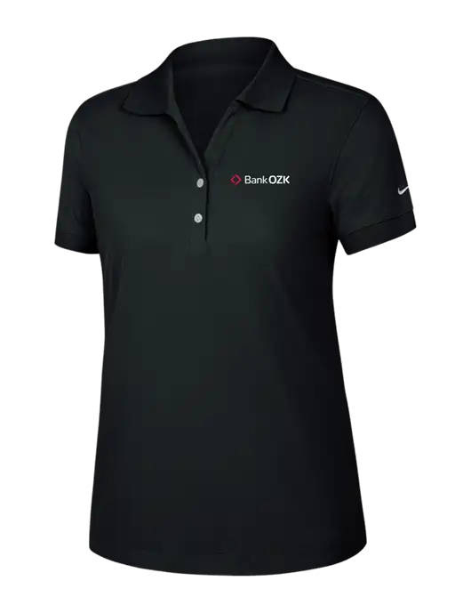 Nike Womens Dri-FIT Classic Black Polo w/Bank OZK Logo