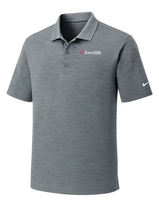 Nike Dri-FIT Medium Grey Striated Polo w/Bank OZK Logo