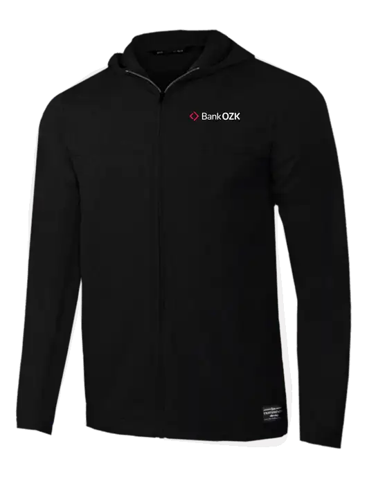 TravisMathew Black Balboa Hooded Full-Zip Jacket w/Bank OZK Logo