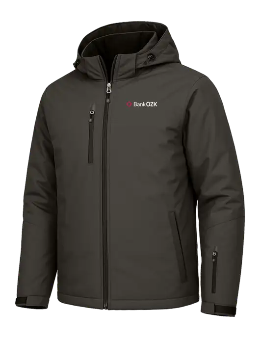 Cold Weather Vortex Dark Grey/ Black Waterproof 3-in-1 Jacket with Detachable Hood w/Bank OZK Logo, Bank OZK Logo