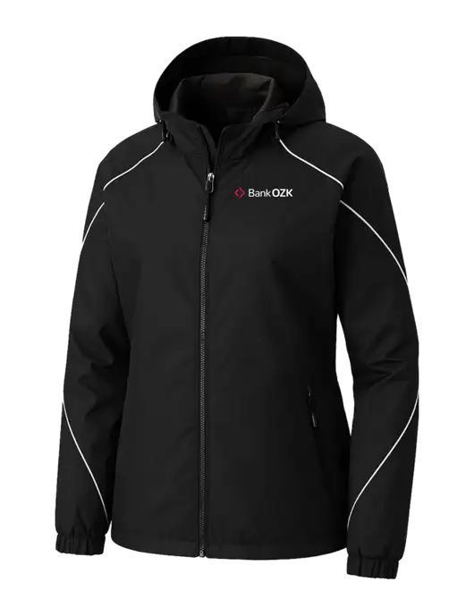 Womens Angle 3-in-1 Black Jacket with Fleece Liner w/Bank OZK Logo, Bank OZK Logo