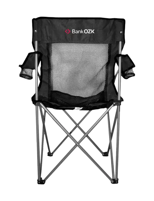 Titan Black/Black Mesh Folding Chair w/Bank OZK Logo