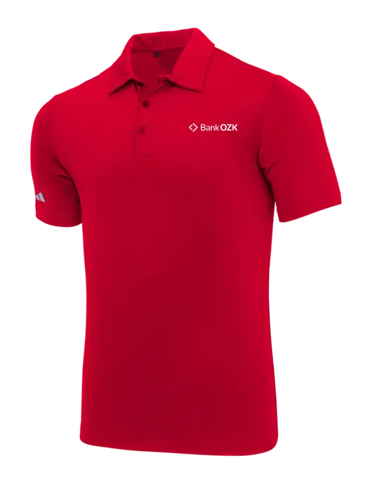 Adidas Red Ultimate Solid Polo w/Bank OZK Logo