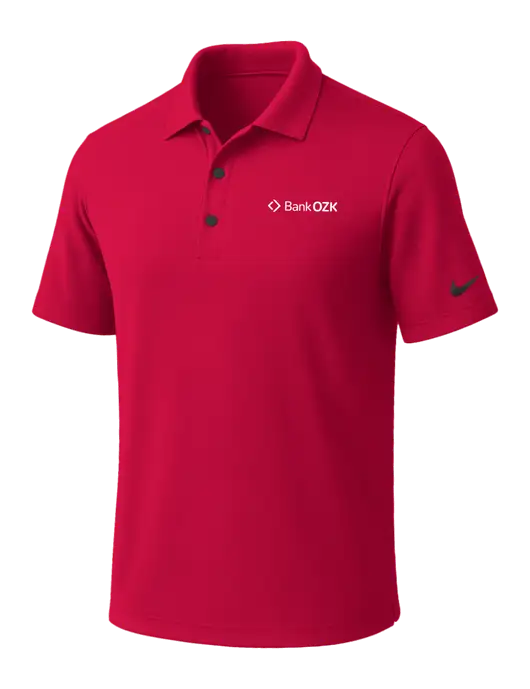 NIKE Red Dri-Fit Micro Pique Polo w/Bank OZK Logo