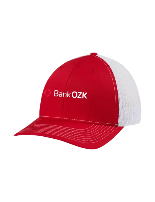 Richardson Adjustable Snapback Original 112 Trucker Cap Red w/White Mesh w/Bank OZK Logo