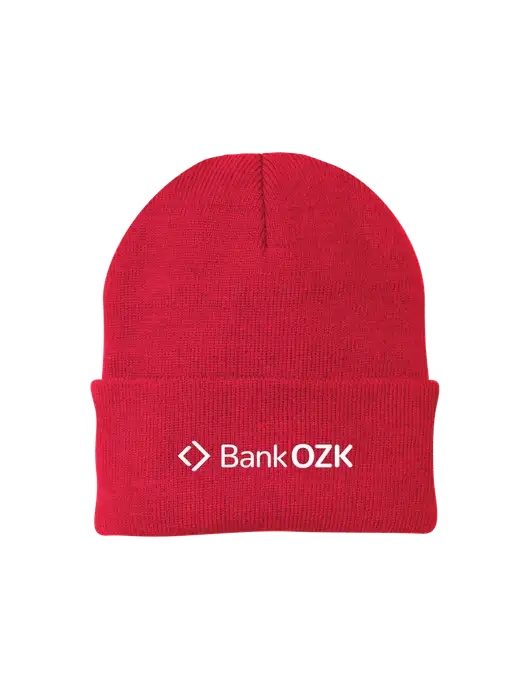 Red Knit Cap w/Bank OZK Logo