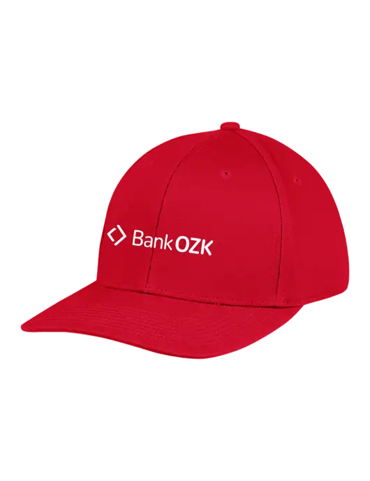 Premium Modern Structured Twill Red Snapback Cap w/Bank OZK Logo