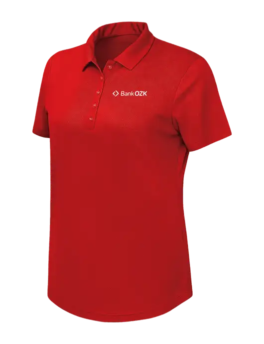 Callaway Womens Birdseye Red Polo w/Bank OZK Logo