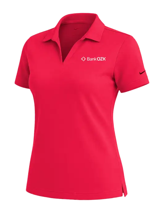 NIKE Red Womens Dri-Fit Micro Pique Polo w/Bank OZK Logo