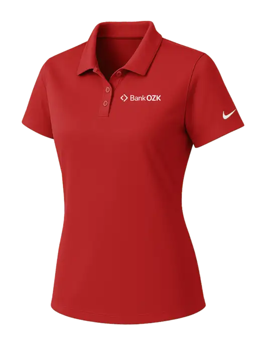 Nike Womens Red Dry Essential Solid Polo w/Bank OZK Logo