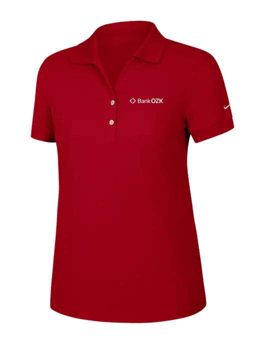 Nike Womens Dri-FIT Classic Red Polo w/Bank OZK Logo