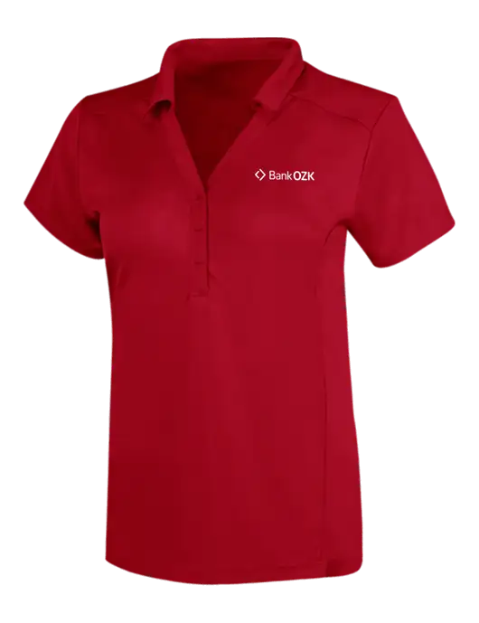 OGIO Red Womens Framework Polo w/Bank OZK Logo
