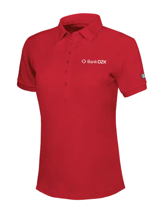 OGIO Womens Red Jewel Polo w/Bank OZK Logo