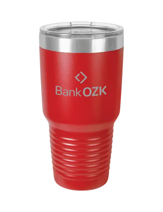 Polar Camel 30 oz Powder Coated Red Vacuum Insulated Tumbler  w/Bank OZK Logo