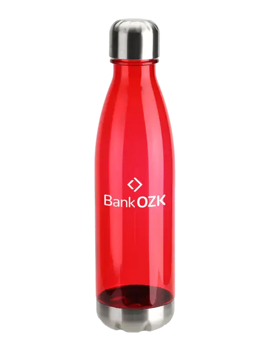 Bayside Tritan Red 25 oz Bottle with Stainless Base and Cap w/Bank OZK Logo