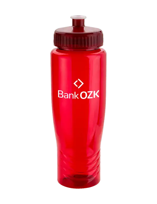 Roam Red 28 oz Eco-Polyclear Bottle with Push Pull Lid w/Bank OZK Logo