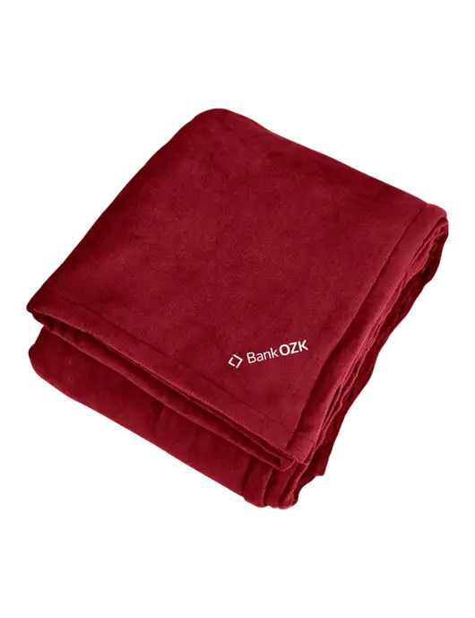 Mountain Lodge Red Rhubarb Blanket w/Bank OZK Logo
