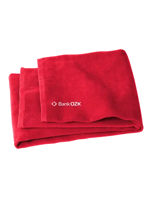 Red Beach Towel w/Bank OZK Logo
