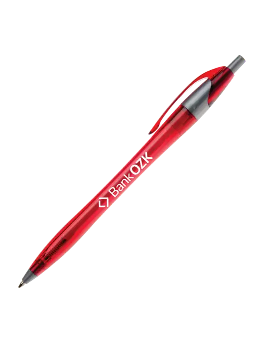 Novella Translucent Red/Silver Jewel Pen - Blue Ink w/Bank OZK Logo