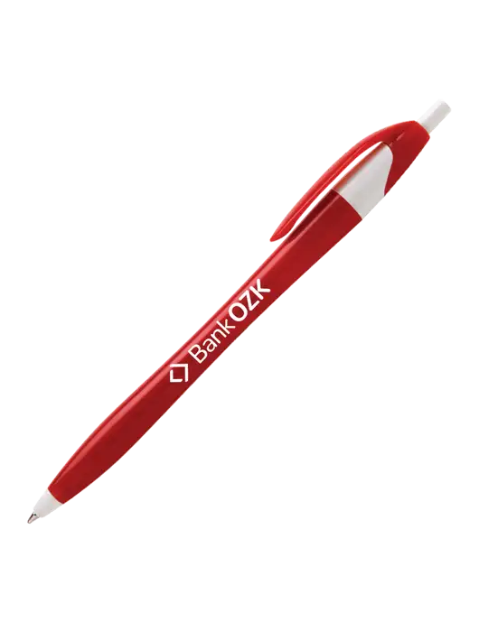 Novella Red/White Executive Pen - Blue Ink w/Bank OZK Logo