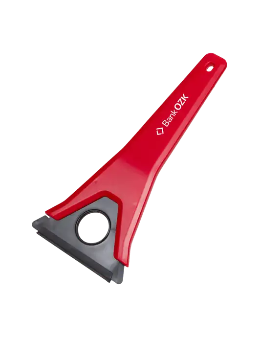 TriBlade Red Windshield Scraper w/Bank OZK Logo