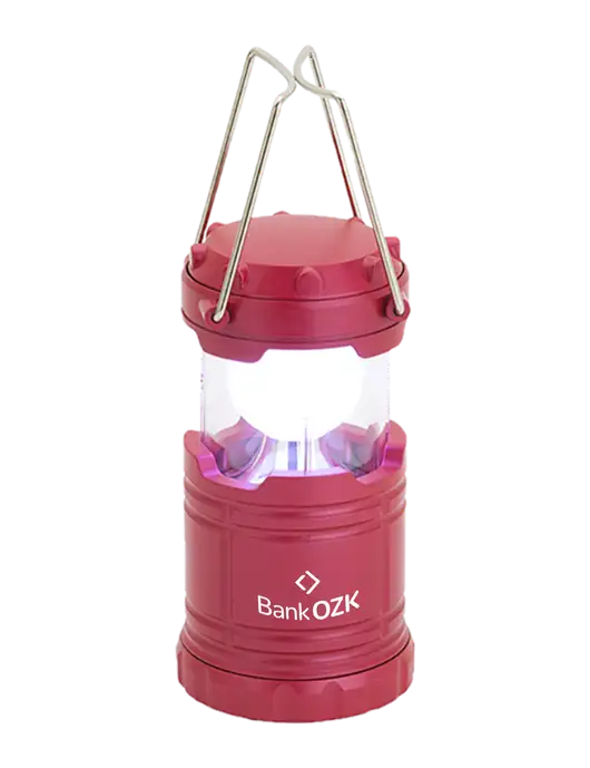 Red Mini Retro Lantern w/Bank OZK Logo
