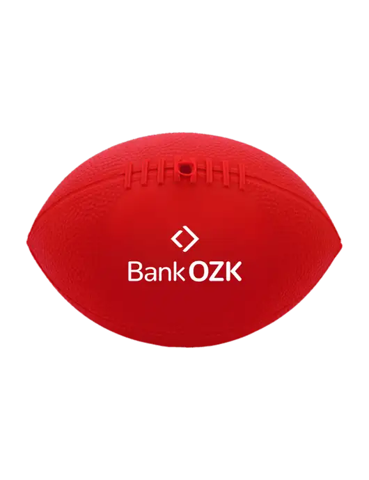 7” Durable Red Vinyl Football w/Bank OZK Logo