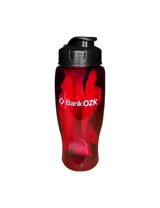 Bank OZK Red Water Bottle w/Fanny Pack