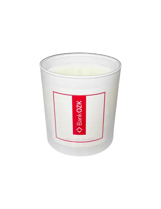 Bank OZK Scented White Candle