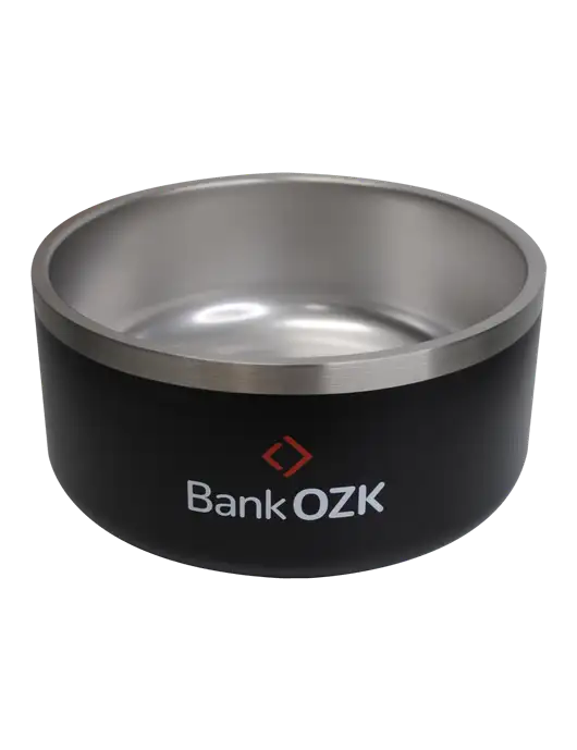 Bank OZK 64 oz Large Black Dog Bowl 