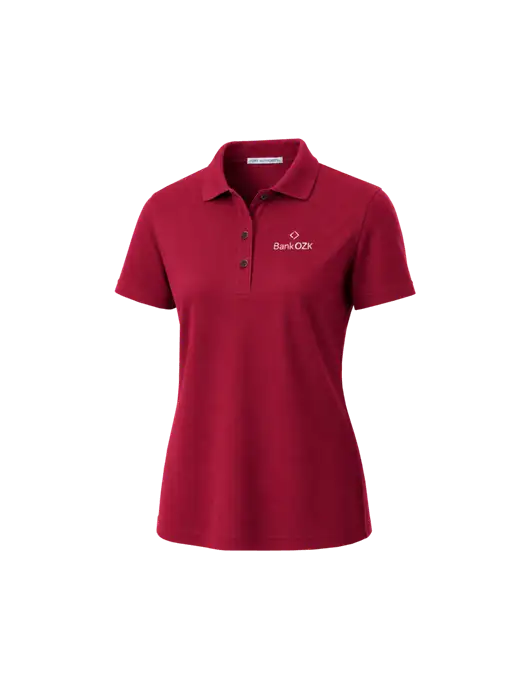Bank OZK Womens Red Silk Touch Polo