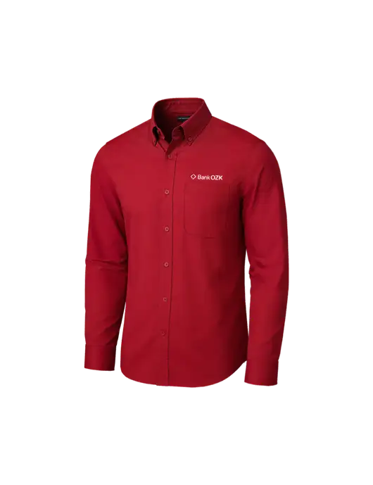 Bank OZK Super Pro Red Twill Long Sleeve Shirt