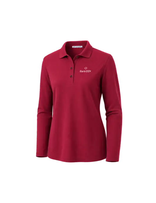 Bank OZK Womens Red Silk Touch Long Sleeve Polo